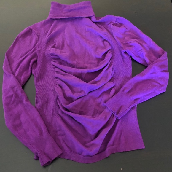 Purple Knit Turtleneck with Center Ruching - Picture 2 of 6